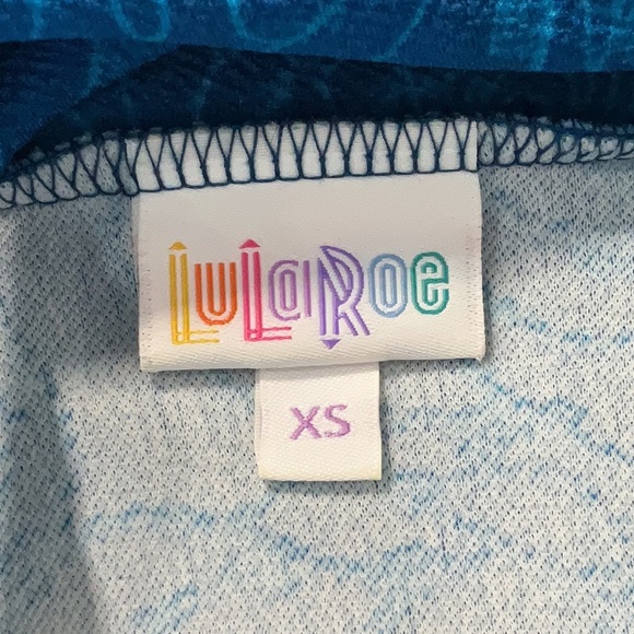 LuLaRoe Vintage Scribble Roses Blue Floral Pull On Cassie Pencil Skirt Size XS - Picture 3 of 5